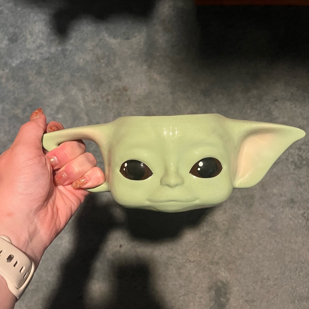 Baby yoda head mug